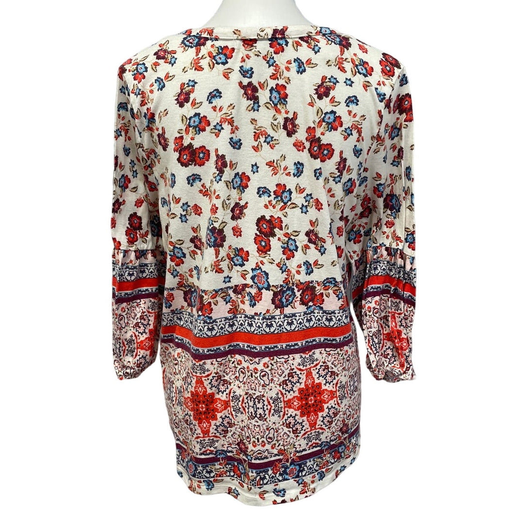 Absolutely Famous Womens Medium Long Sleeve Floral Lace Boho Long Sleeve Top
