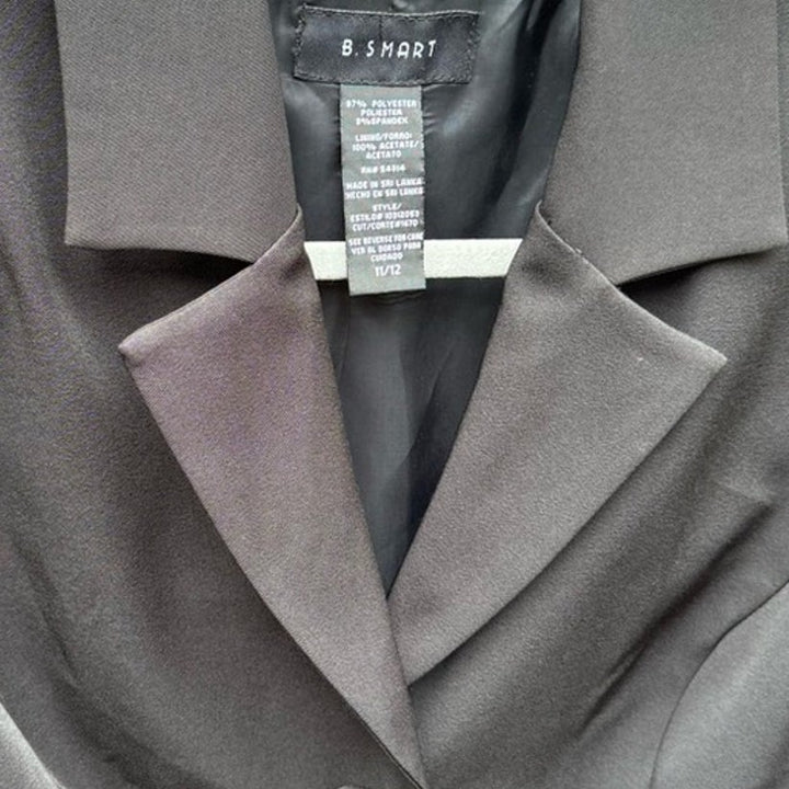 NWT New B. Smart Juniors Size 11/12 Black Button Up Long Sleeve Career Blazer
