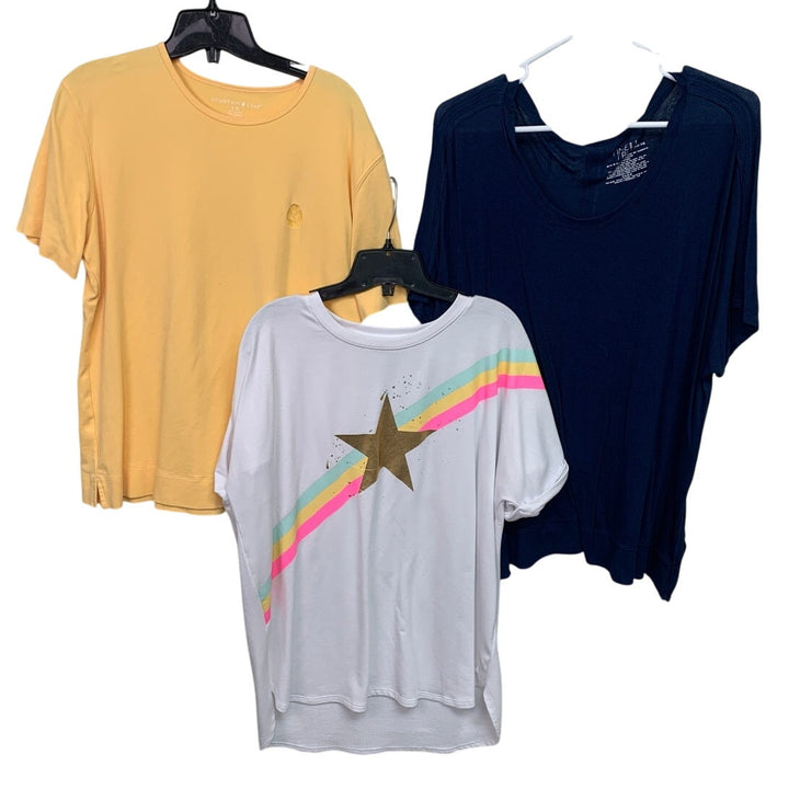 Lot of 3 Time &amp; Tru Womens Large Short Sleeve Superstar Solid Colors Tee Shirts