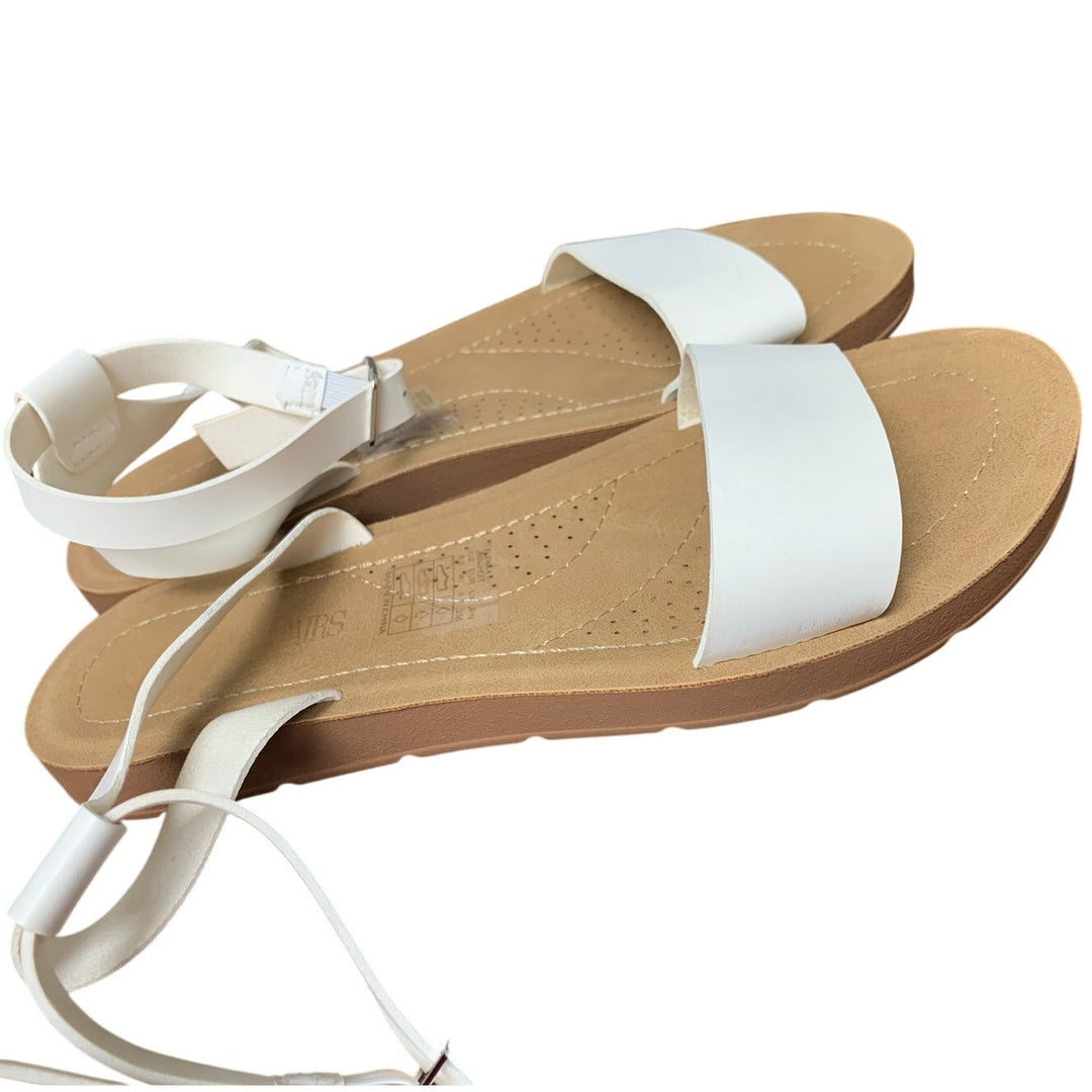 Dream Pairs Womens Size 8.5 White Faux Leather One Band Ankle Strap Sandal Shoes