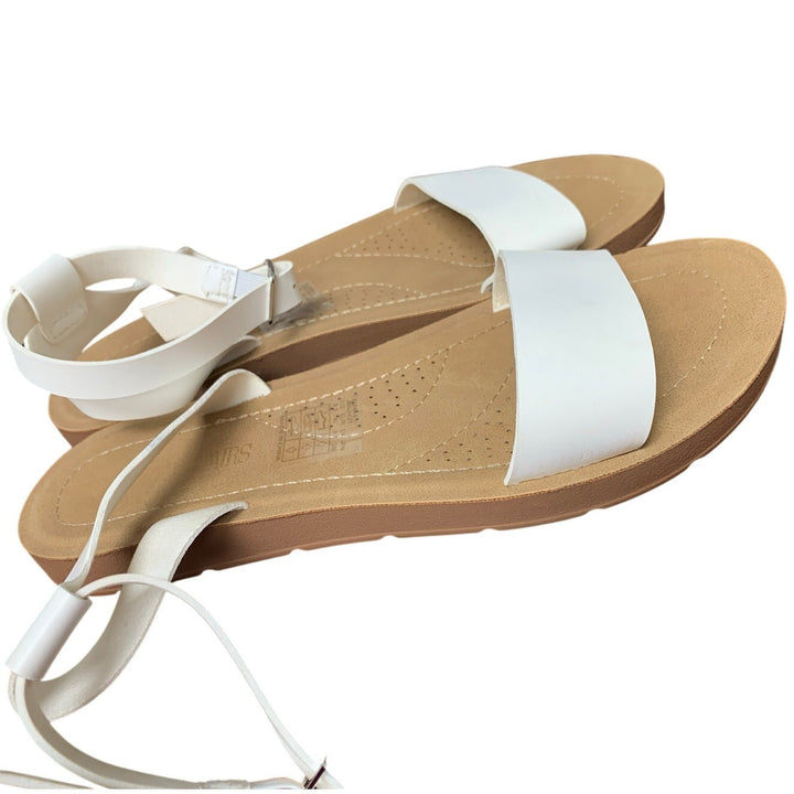 Dream Pairs Womens Size 8.5 White Faux Leather One Band Ankle Strap Sandal Shoes