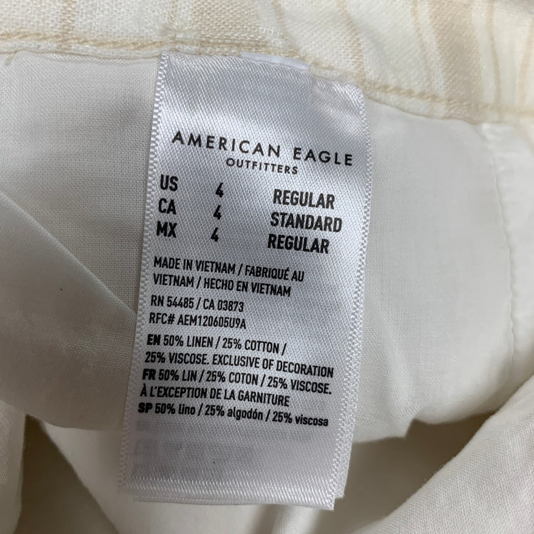 New American Eagle Womens Size 4 Striped High Rise Linen Trouser Wide Leg Pants