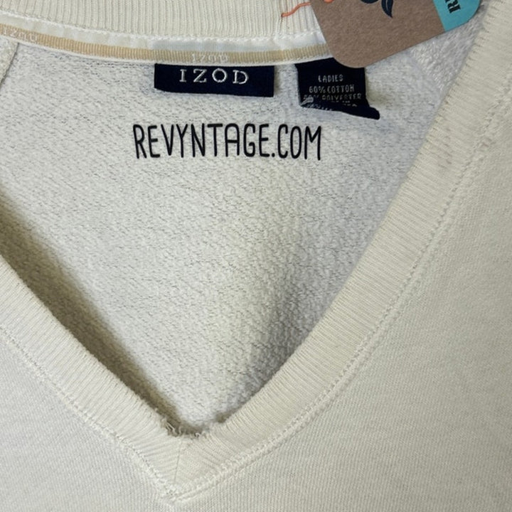 Upcycled Hand Printed Womens Medium Let Them V Neck Long Sleeve Sweatshirt