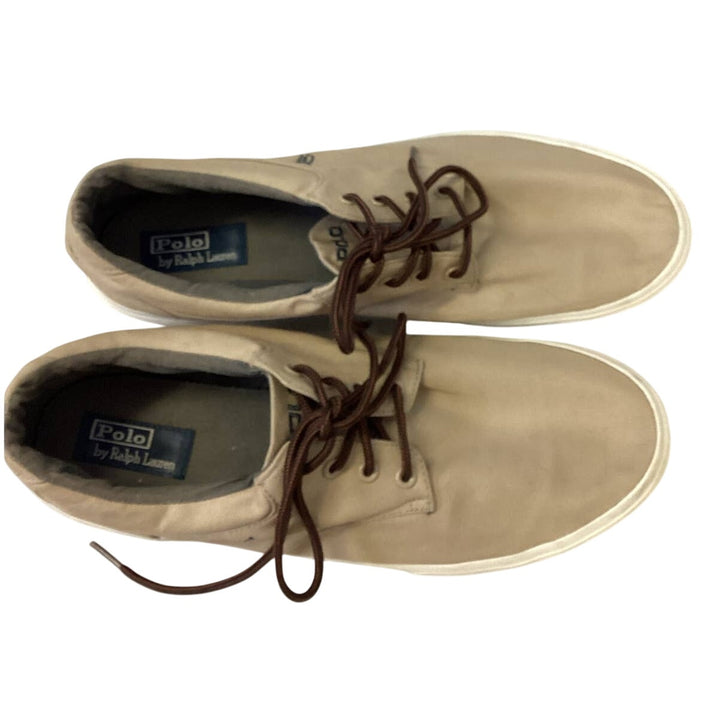 Polo Ralph Lauren 14D Felton Tan Canvas Lace Up Sneakers Casual Tennis Shoes