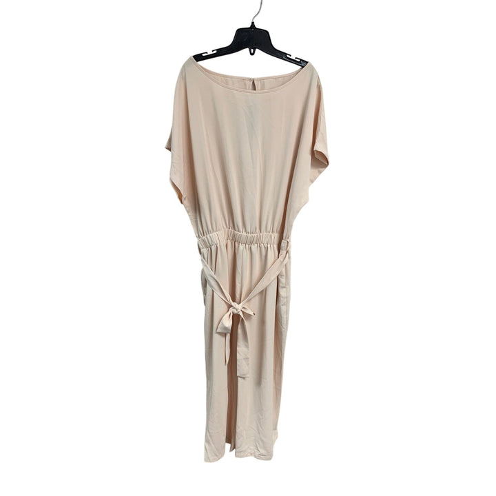 NWT New Chartou Womens XL Short Sleeve Bow Tie Wide Leg Cropped Capri Jumpsuit