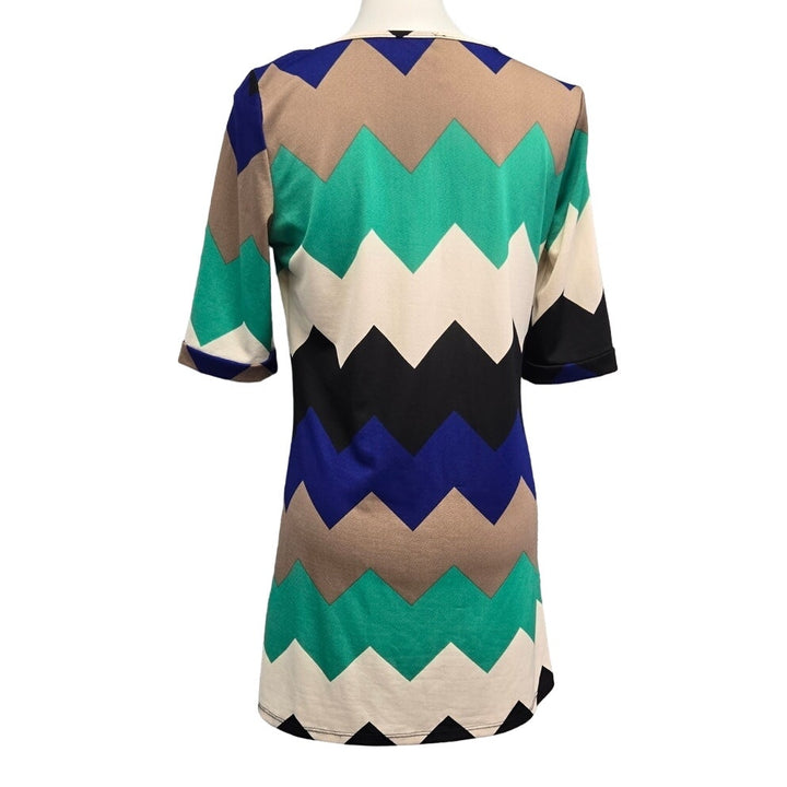 Point Womens Large 1/2 Sleeve Chevron Striped Polyester Knee Length Sheath Dress