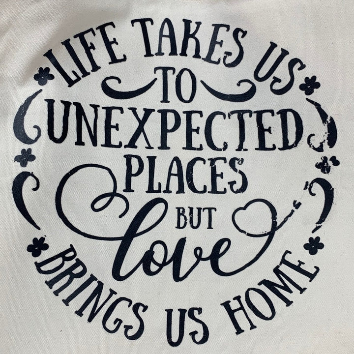 New Hand Printed Love Brings Us Home VitaSerena XL Canvas Grocery 10GAL Tote Bag