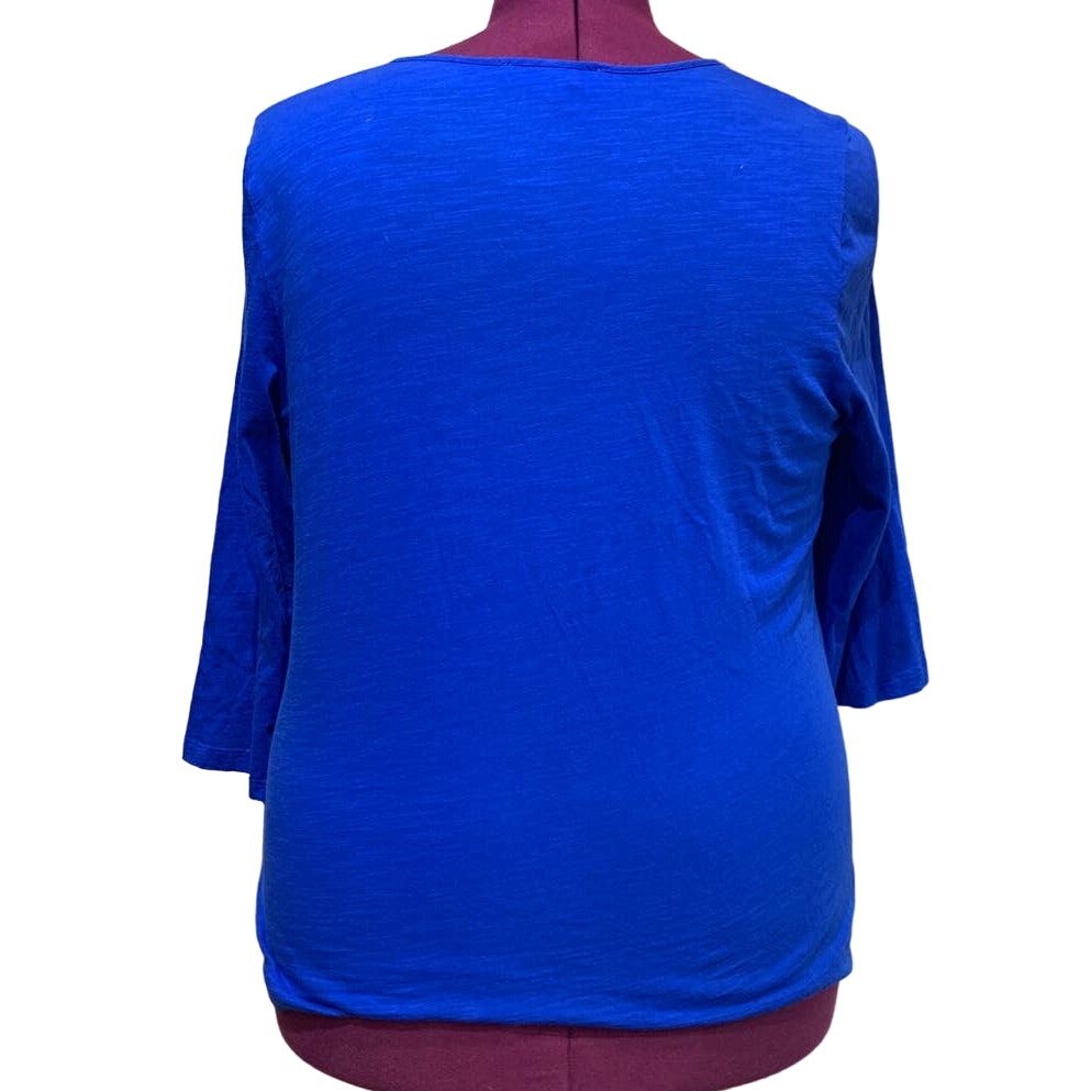 Jones New York Sport XXL 3/4 Sleeve 100% Cotton Gold Button Tee Shirt Blouse