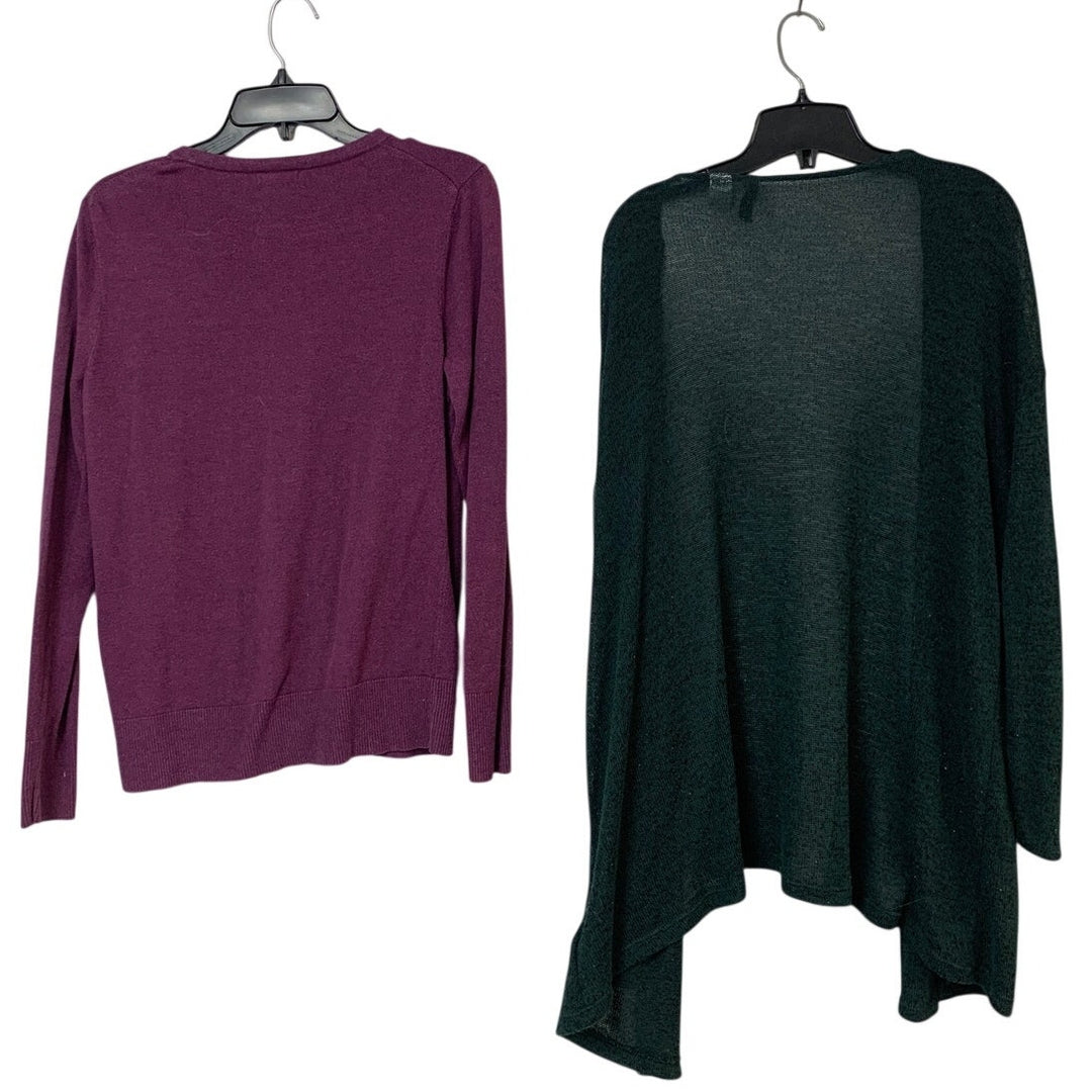 Lot of 2 Divided Merona Womens Medium Button Up Open Long Sleeve Knit Cardigans