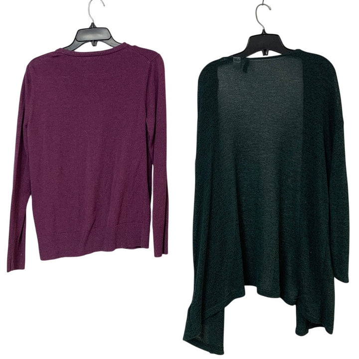 Lot of 2 Divided Merona Womens Medium Button Up Open Long Sleeve Knit Cardigans