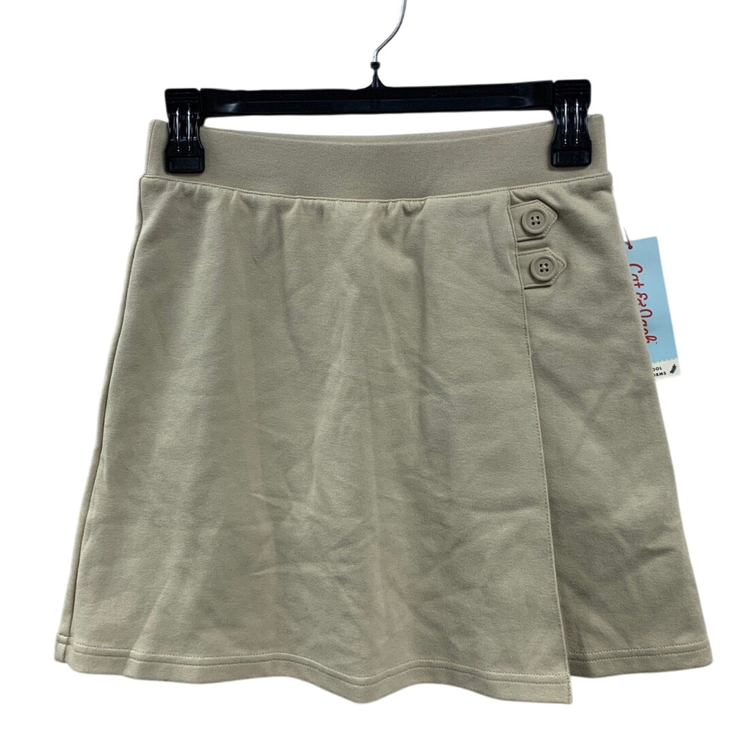 New Cat &amp; Jack Girls XL (14) Beige Tan School Uniform Stretchy Pull On Skort
