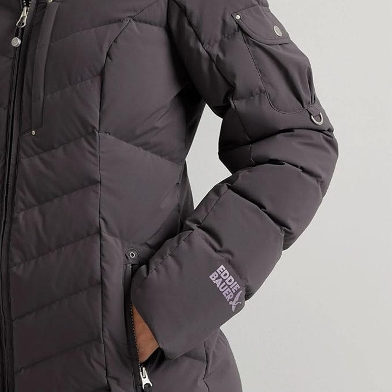 New Eddie Bauer Womens XL Purple 650 Down Sun Valley Puffer Parka Long Coat