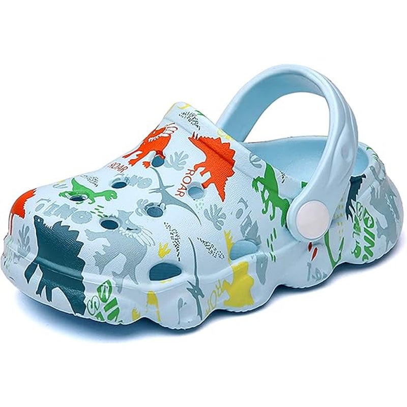 Inminpin Toddler Boys 6.5 Light Blue Dinosaur Clogs Slip On Sandals Water Shoes