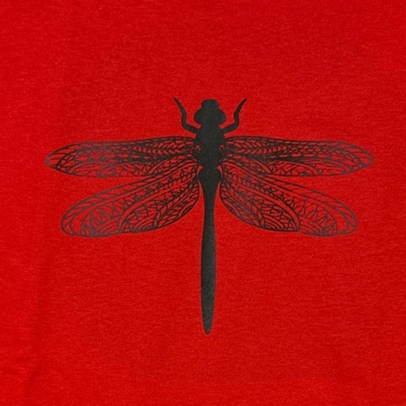 Hand Printed Unisex Medium Dragonfly 100% Cotton Crew Neck Short Sleeve Tee