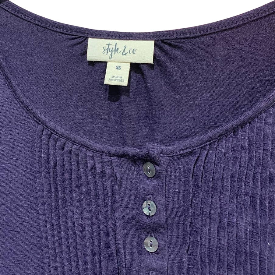 Lot of 2 Style &amp; Co Womens XS Long Sleeve Scoop Neck Flowy Pleated Tops