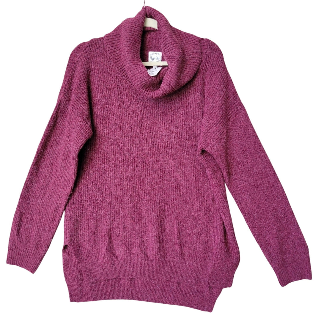 NWT New Hippie Rose Juniors Small Wine Red Turtleneck Polyester Tunic Sweater