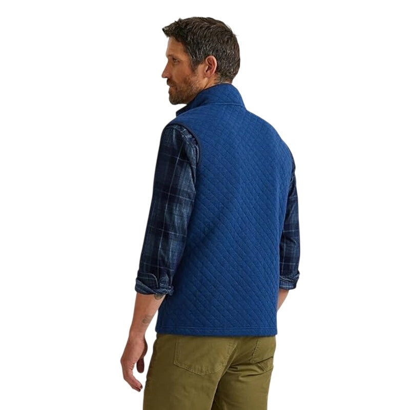 New Eddie Bauer Mens TXXL XXL Tall Heathered Navy Quilted Zip Up Vest w Pockets