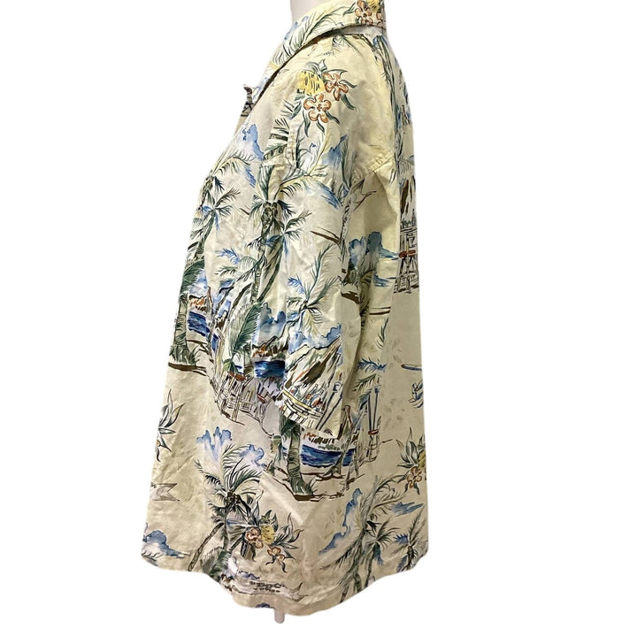 Toes on the Nose Mens XL Palm Tree Beach Hawaiian Button Up Short Sleeve Shirt