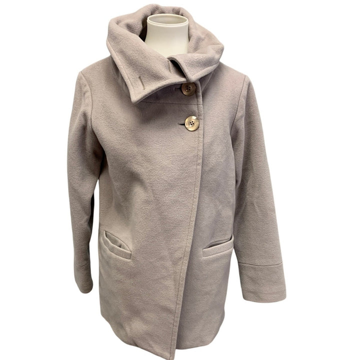 Sisley Womens Size 6 Euro 42 Cashmere Wool Blend Warm Swing Top Button Coat