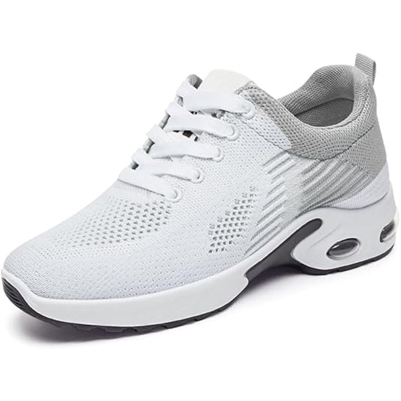Padgene Womens Size 10 White Gray Breathable Mesh Lace Up Athletic Sneaker Shoes