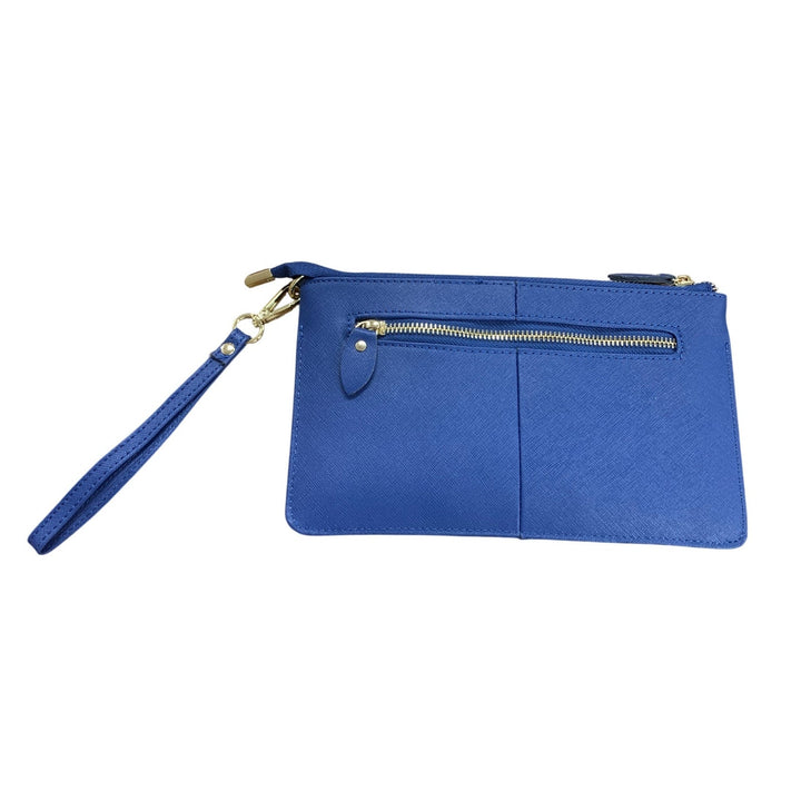 Yaluxe Blue Faux Leather Wristlet Wallet Hand Bag Purse Cell Phone Pocket Clutch