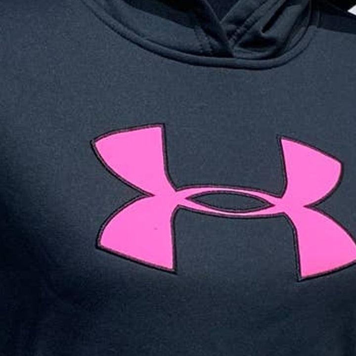 Under Armour Youth Large Cold Gear Black Pink Athletic Hoodie Sweatshirt Pocket