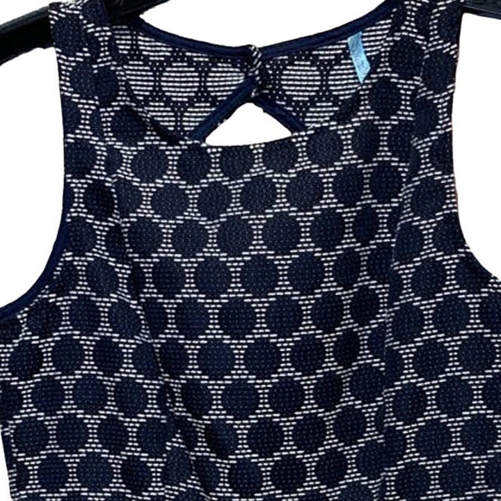 Moonlight Medium Black White Polka Dot Sleeveless Fit &amp; Flare Keyhole Back Dress