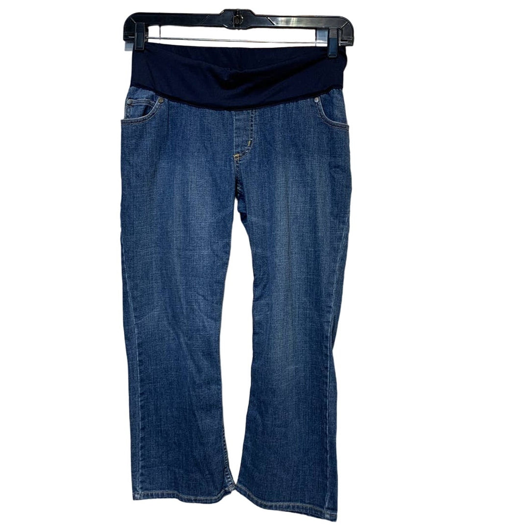 Liz Lange Maternity Size 4 Elastic Stretch Waist Cotton Blend Denim Blue Jeans