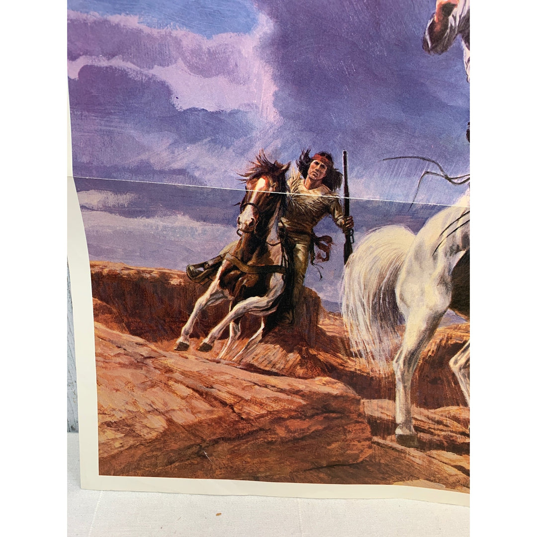 Vintage 1980 Lone Ranger Television Silver Tonto Good Luck Artwork Poster Print