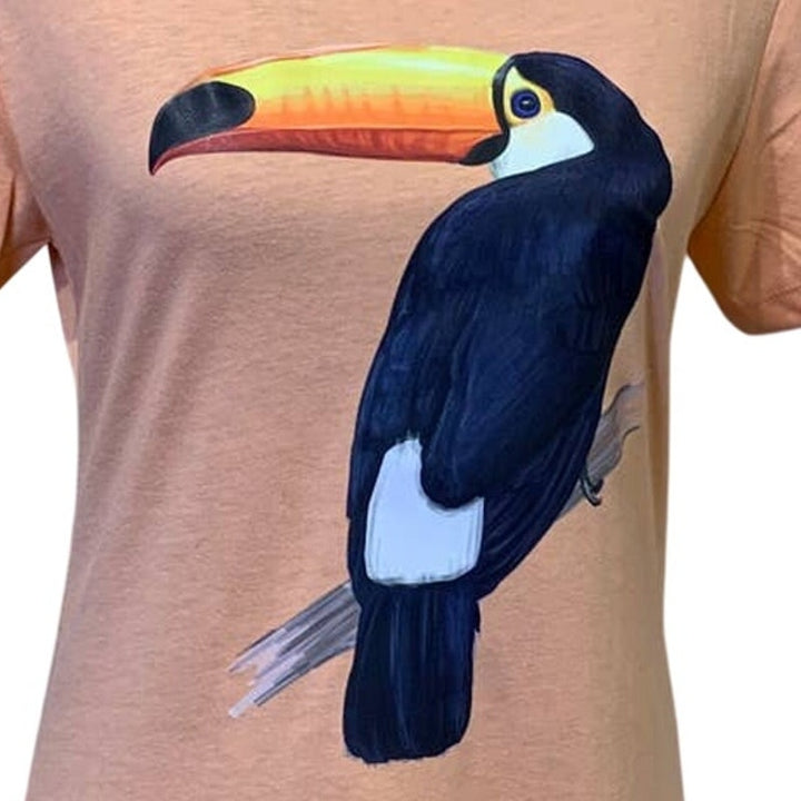 New Hand Printed Womens Medium Tropical Toucan Bird Ukraine Art Fundraiser Tee
