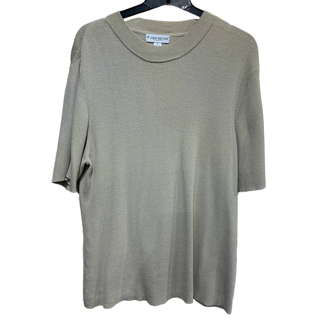 2 Liz Claiborne John Meyer Womens XL 18W Neutrals Short Sleeve Knit Sweater Lot