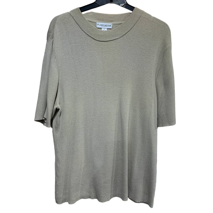 2 Liz Claiborne John Meyer Womens XL 18W Neutrals Short Sleeve Knit Sweater Lot