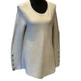 Alfani Small Rayon Blend Silver Metallic Long Sleeve Ribbed Scoop Neck Sweater