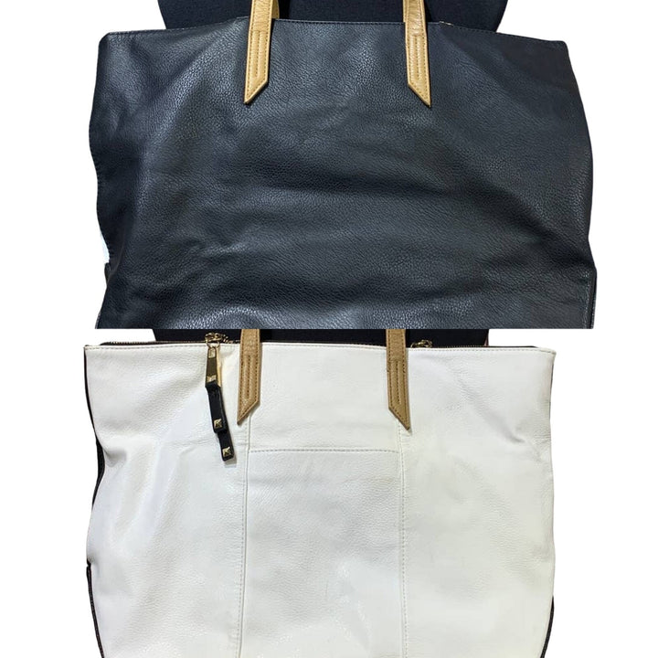 Carlos Santana Black White Faux Leather Large Handbag Purse Shoulder Bag