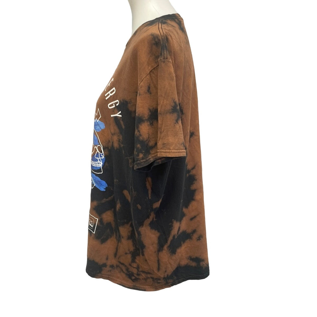 Chemistry Mens Large Positive Energy Skull Bleach Dyed Short Sleeve Tee Shirt