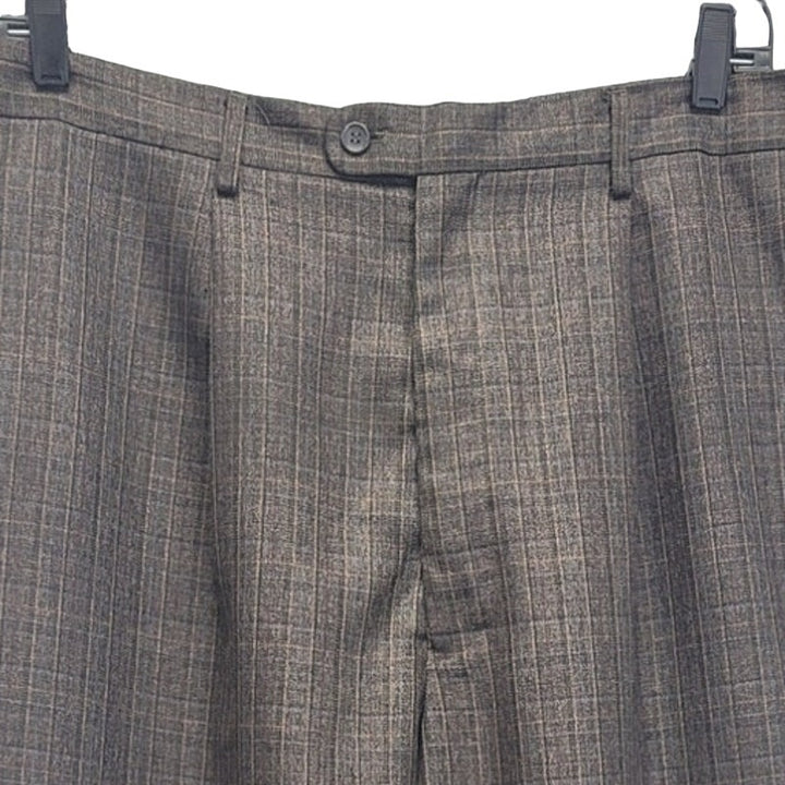 Inserch Mens 42X28 100% Polyester Plaid Flat Front Lined Hemmed Dress Pants