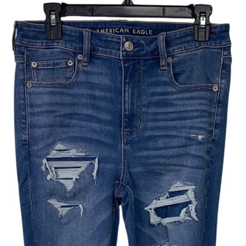 New American Eagle Womens Size 12 Distressed Ripped High Rise Denim Jeggings