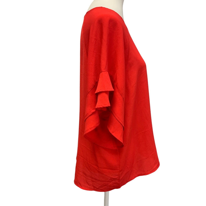 Umgee Womens Small Ruffled Bell Sleeve Textured 100% Polyester Blouse Shirt