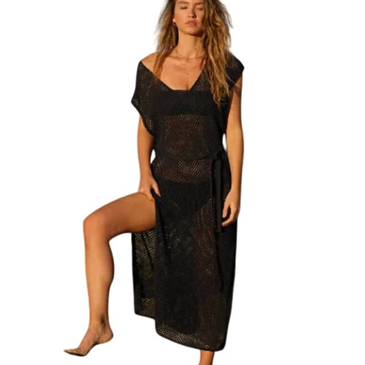 New Aerie Womens XS Crochet Mesh Swim Coverup Maxi Dress Crochet Pullover Cape