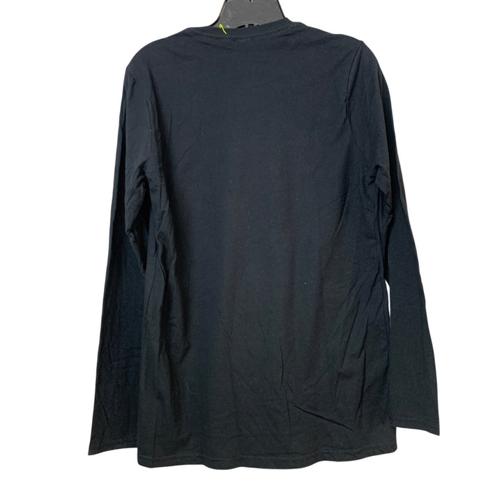 New Hand Printed Womens Small Black Save The Planet Earth Long Sleeve Tee Shirt