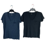 2 Madewell Womens Medium 100% Cotton Heathered Short Sleeve V Neck Tee Shirts