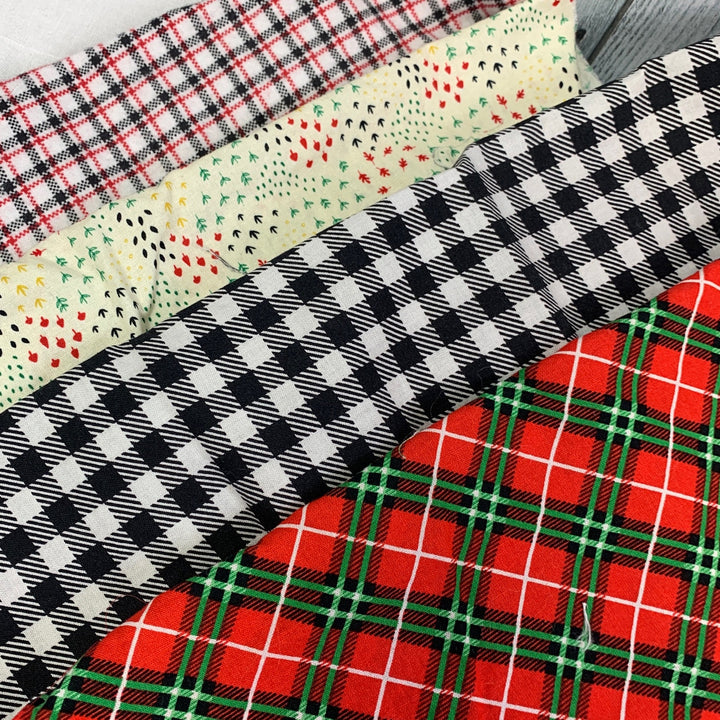 Crafters Christmas Snowman Truck Plaid Holiday Rescued Fabric Project Swatch Box