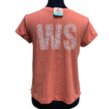 Wingspan Inspired Womens Small Watercolor Blue Jay Hand Printed Upcycled Tee