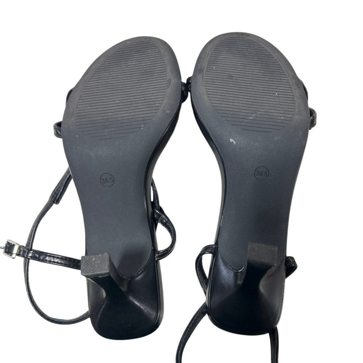 Mostrin Womens Size 6 Black 3" Heels Open Round Toe Ankle Strap Strappy Shoes