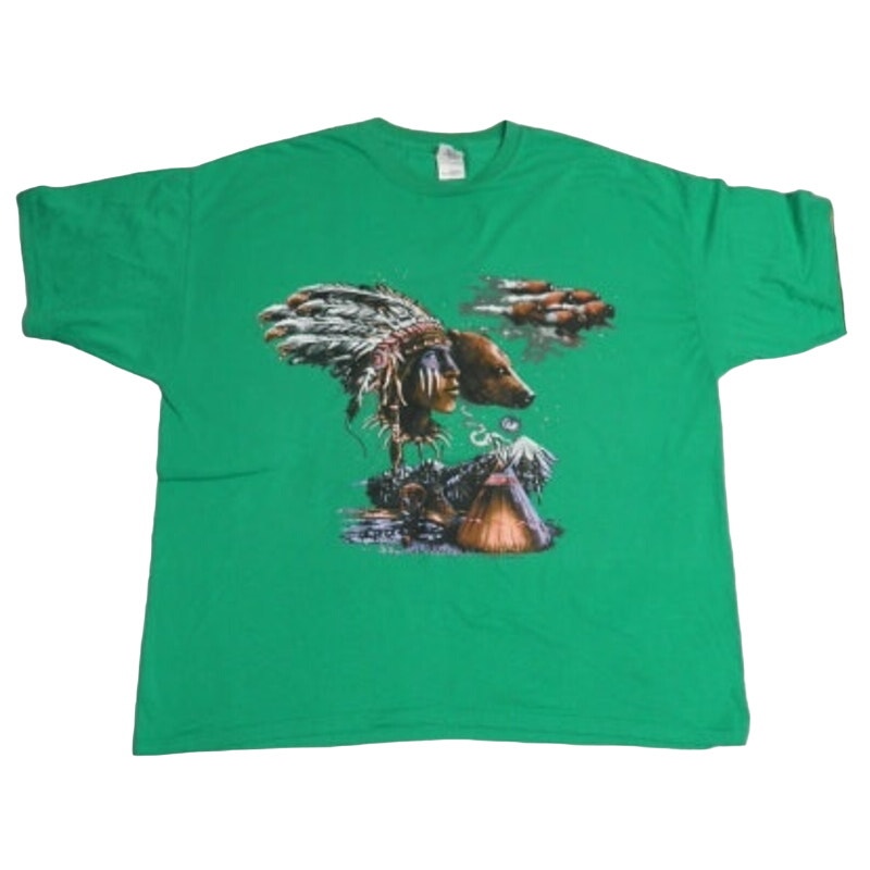 2007 Mens 2XL Liquid Blue Native American Indian Eagle Wolf Bear Tee Shirt