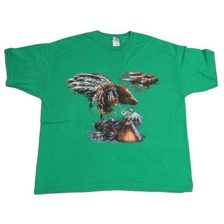 2007 Mens 2XL Liquid Blue Native American Indian Eagle Wolf Bear Tee Shirt