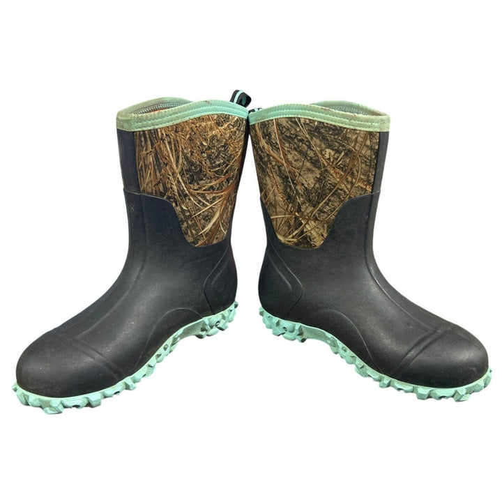 Trudave Womens Size 9 Green Camo Rubber Boots Mid Calf Round Toe Shoes