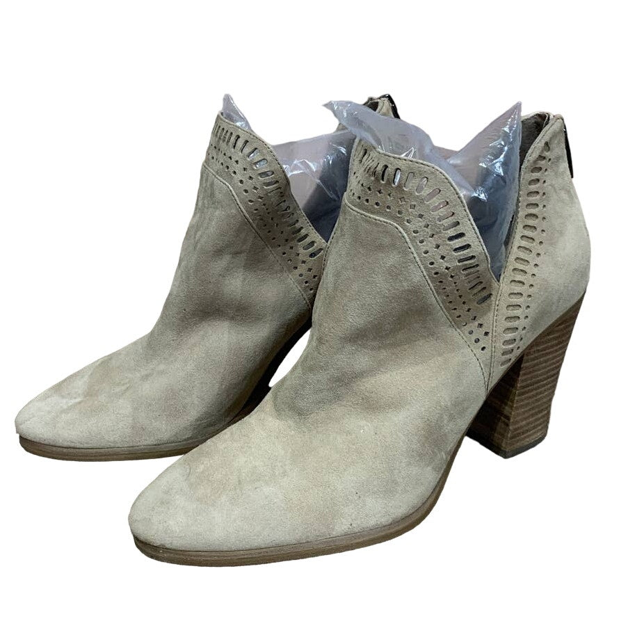 Vince Camuto Fileana US 10 Genuine Leather Suede Back Zip Booties 4" Heels Boots