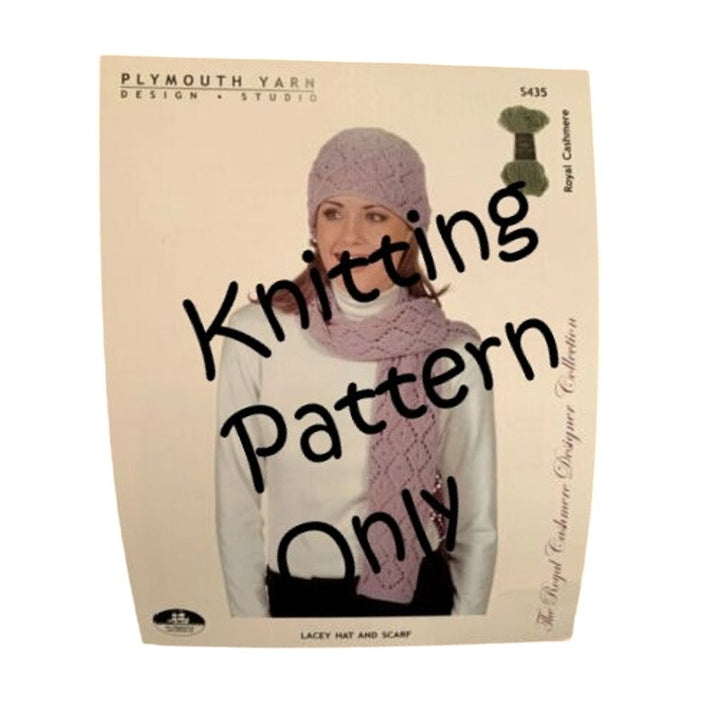 New 2005 Plymouth Design Studio S435 Royal Cashmere Hat Scarf Knitting Pattern