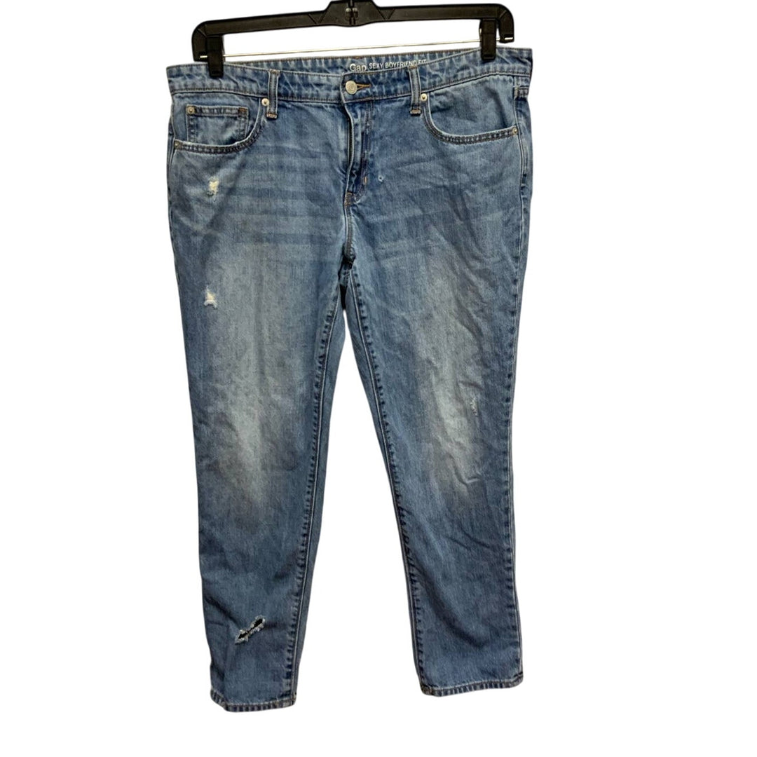 GAP Size 12 X 31 Sexy Boyfriend Fit 100% Cotton Denim Lighter Wash Blue Jeans
